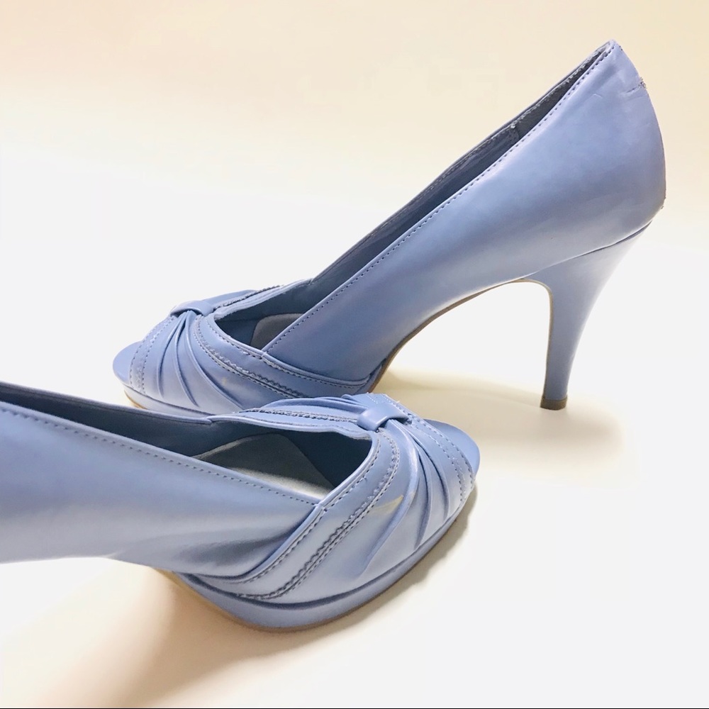 Peep Toe Blue Heels